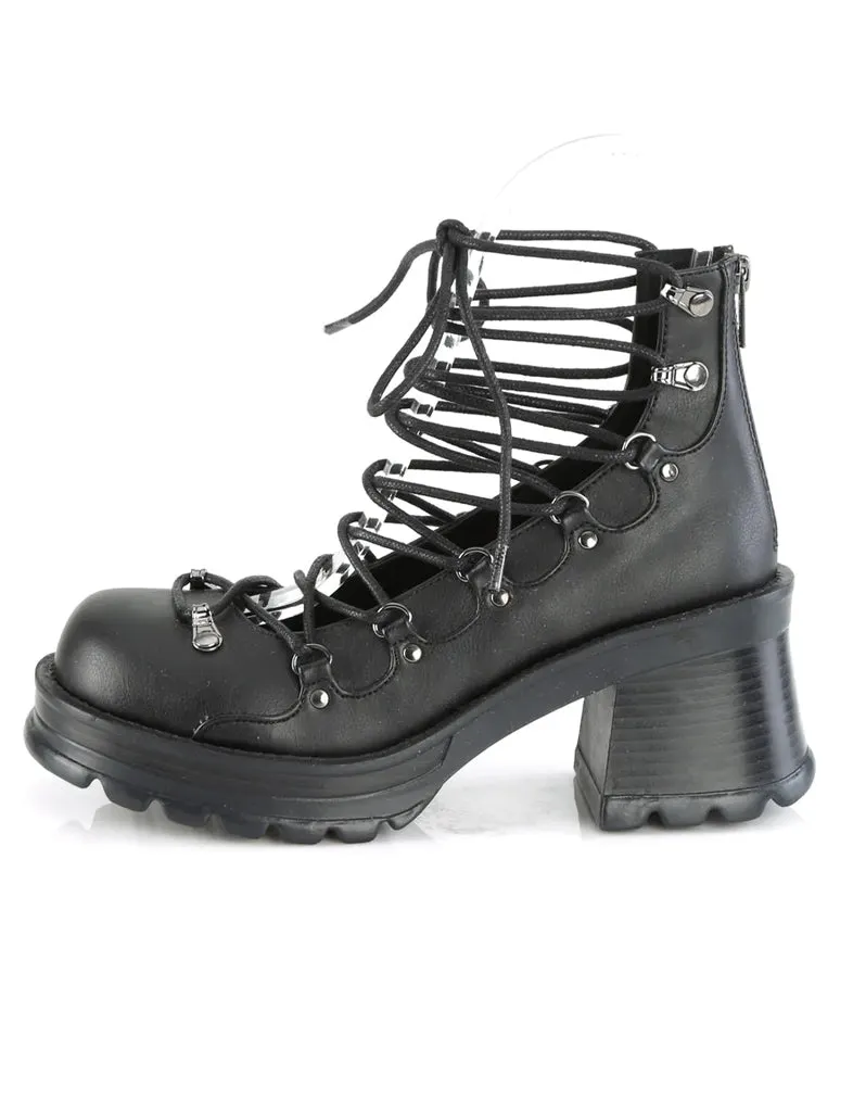 DEMONIA BRATTY 32 - BLACK VEGAN LEATHER
