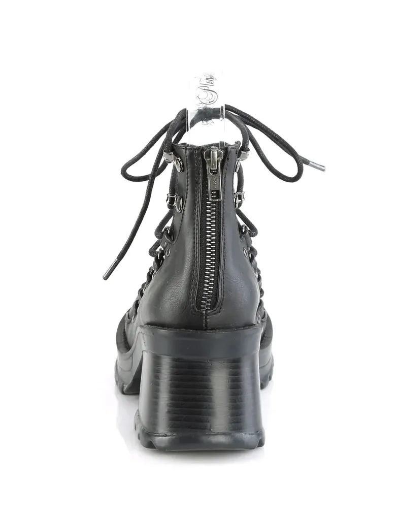 DEMONIA BRATTY 32 - BLACK VEGAN LEATHER