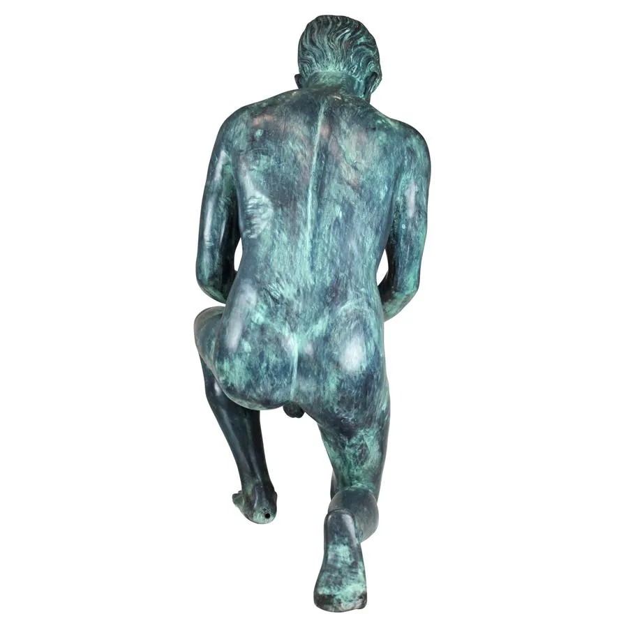 Design Toscano- Man with Shell Cast Bronze Piped Garden Statue