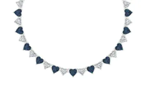 Diamond & Sapphire Heart Eternity Necklace