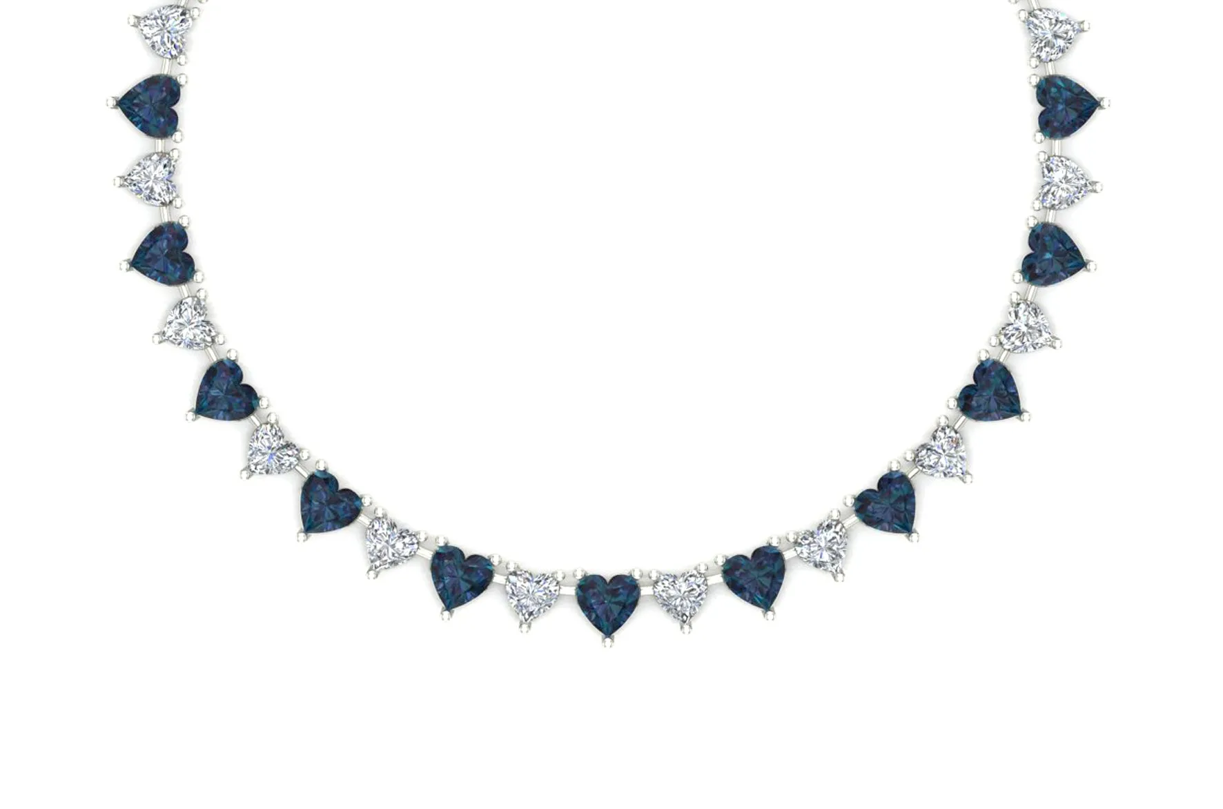 Diamond & Sapphire Heart Eternity Necklace