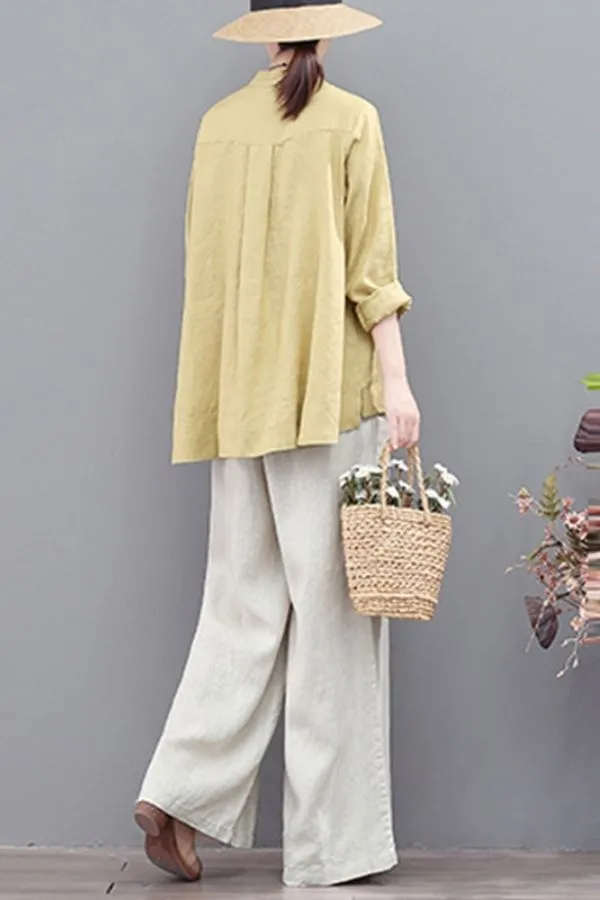 Embroidery Long Sleeve Blouse (Fit up to 190lbs)