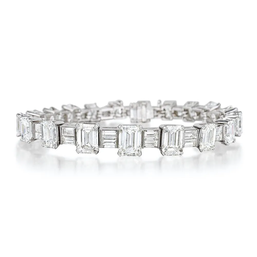 Emerald Cut and Baguette Tennis Bracelet