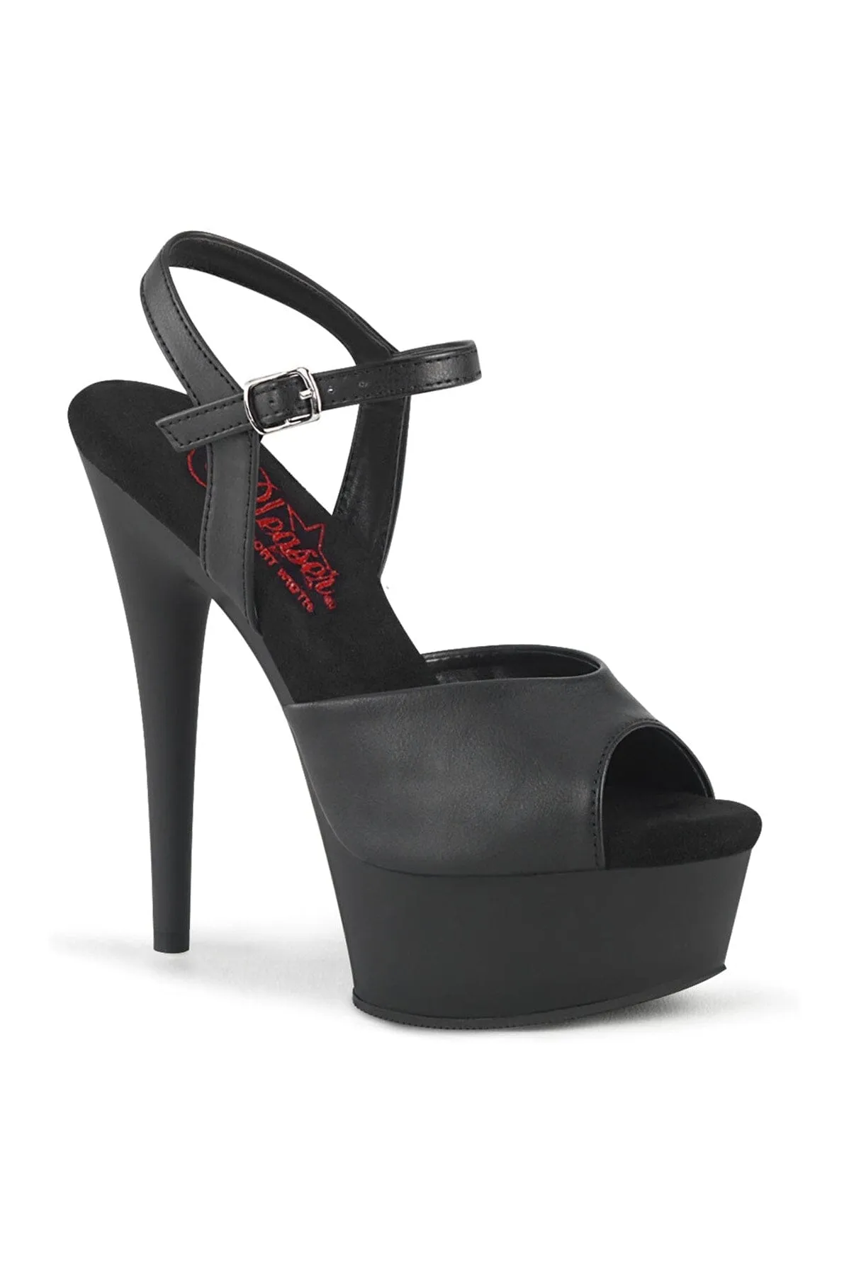 EXCITE-609 Black Faux Leather Sandal