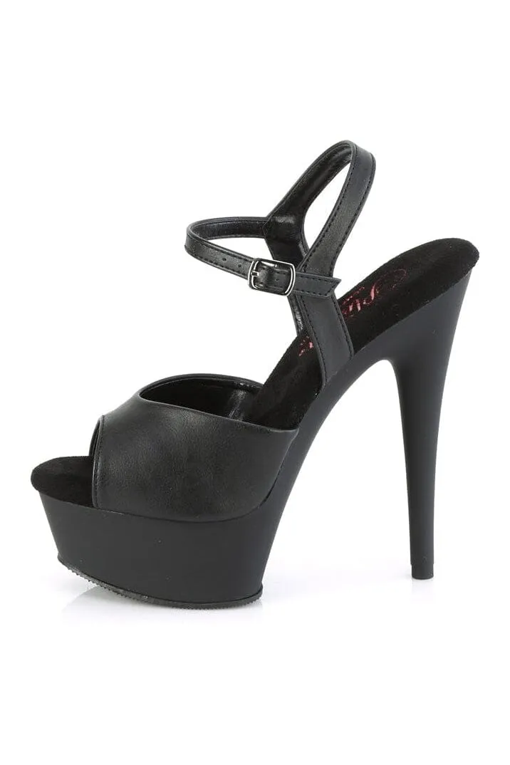EXCITE-609 Black Faux Leather Sandal