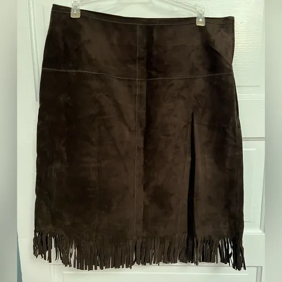 Express Suede Fringe Skirt