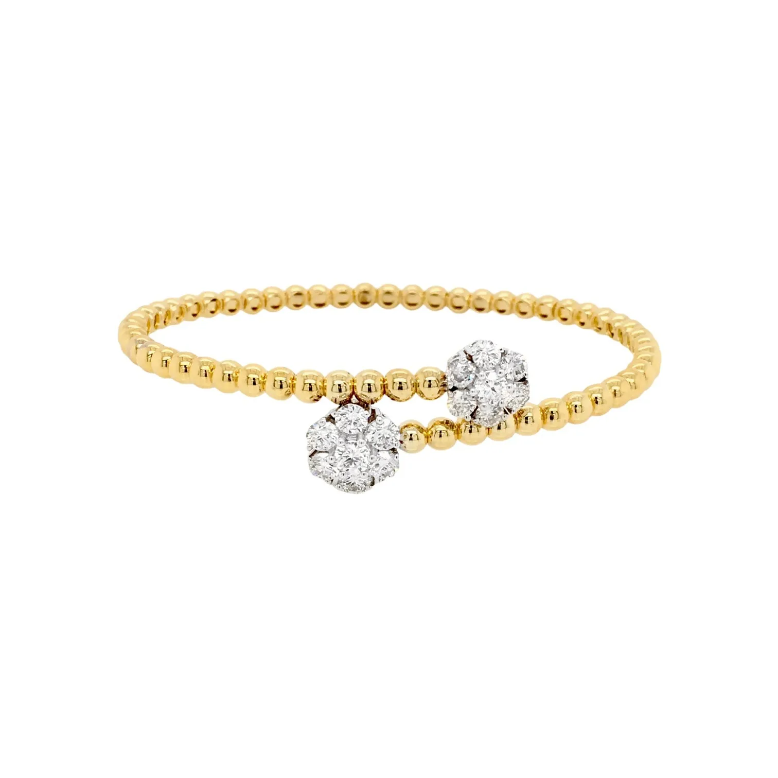 Flexible Double Diamond Cluster Bypass Bangle