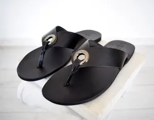 Flip flop Men Leather sandals, Black Color, Gift For Men, Handmade Sparta High Quality Genuine Leather sandals,