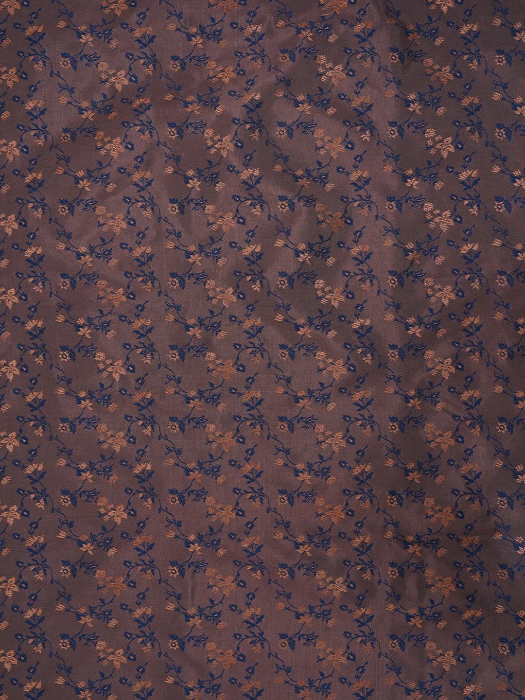 Floral Silk Zari Woven Navy Blue Dress Material with Dupatta