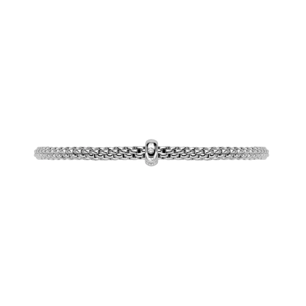 FOPE Prima 18k White Gold Flex'it Bracelet with White Diamond