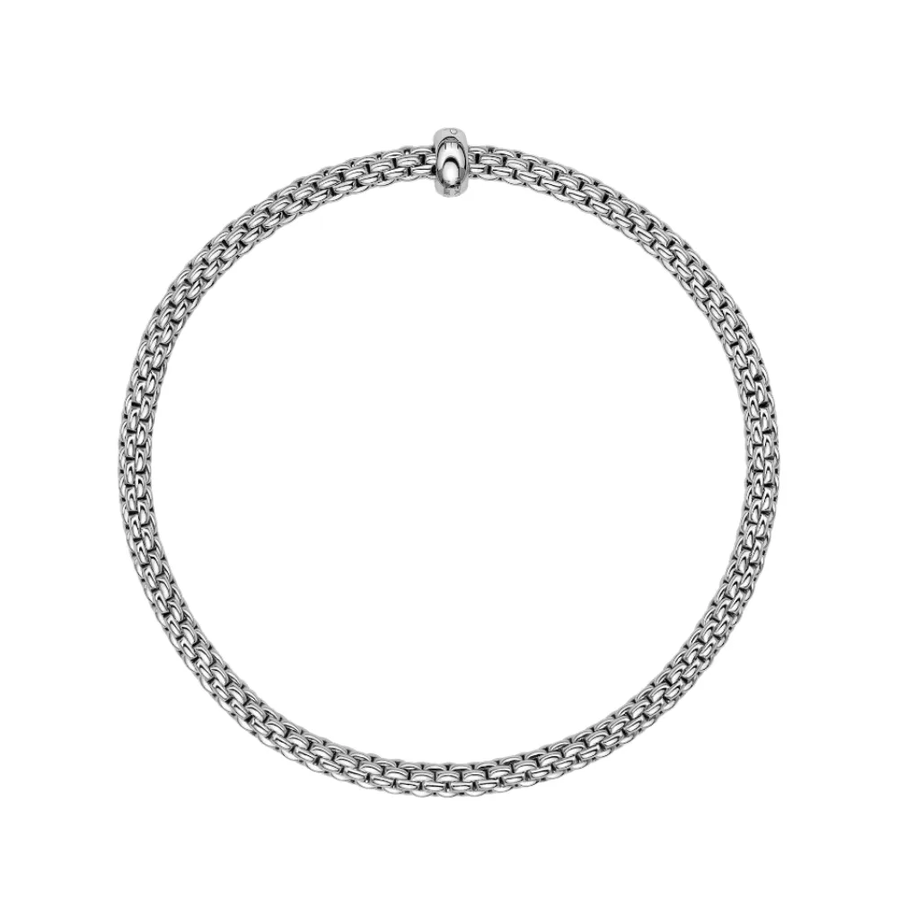 FOPE Prima 18k White Gold Flex'it Bracelet with White Diamond
