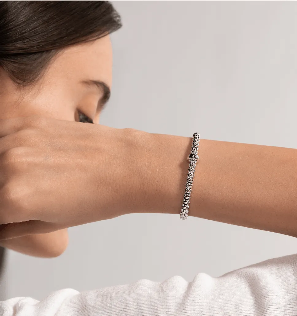 FOPE Prima 18k White Gold Flex'it Bracelet with White Diamond