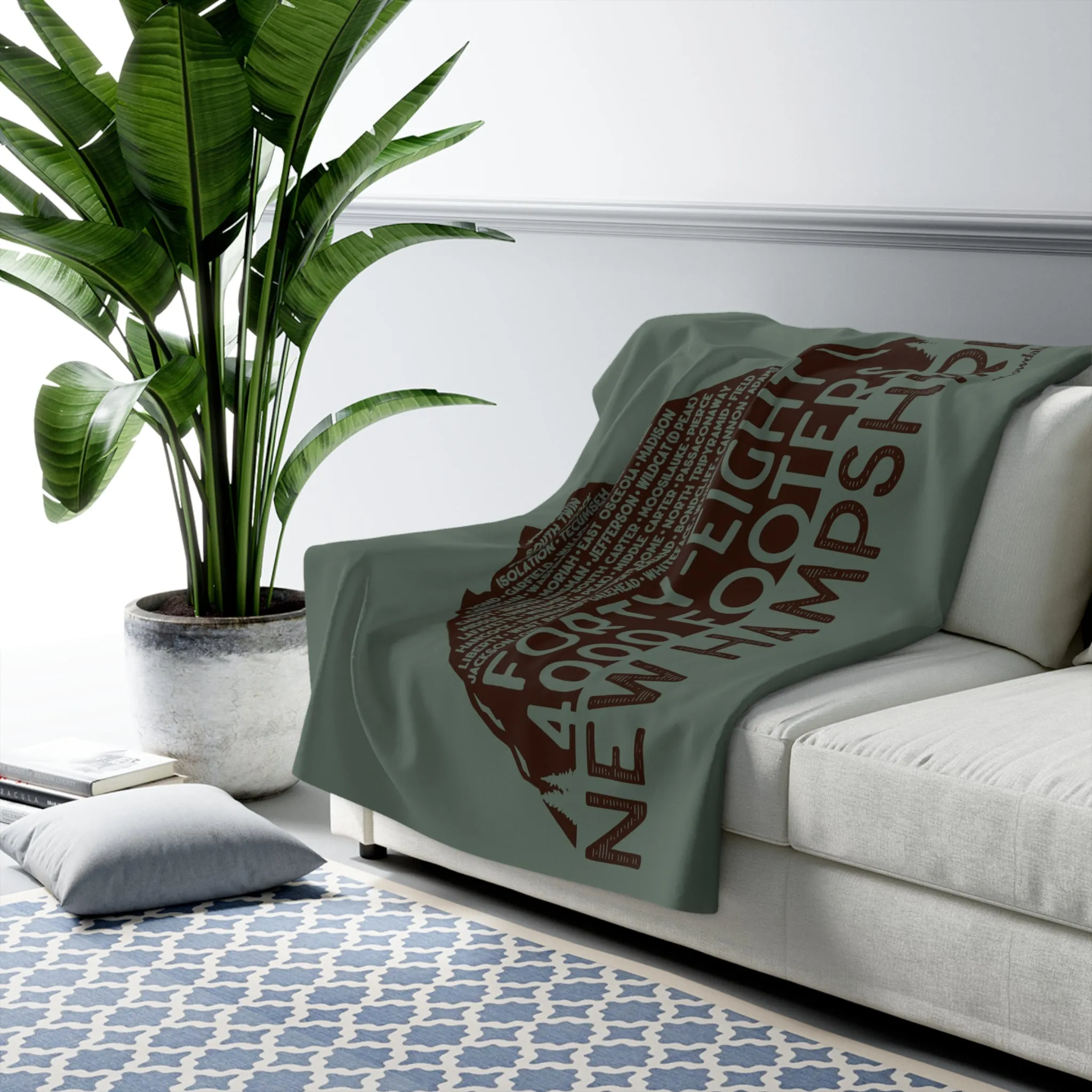 Forty-Eight 4,000 Footers New Hampshire Sherpa Fleece Blanket