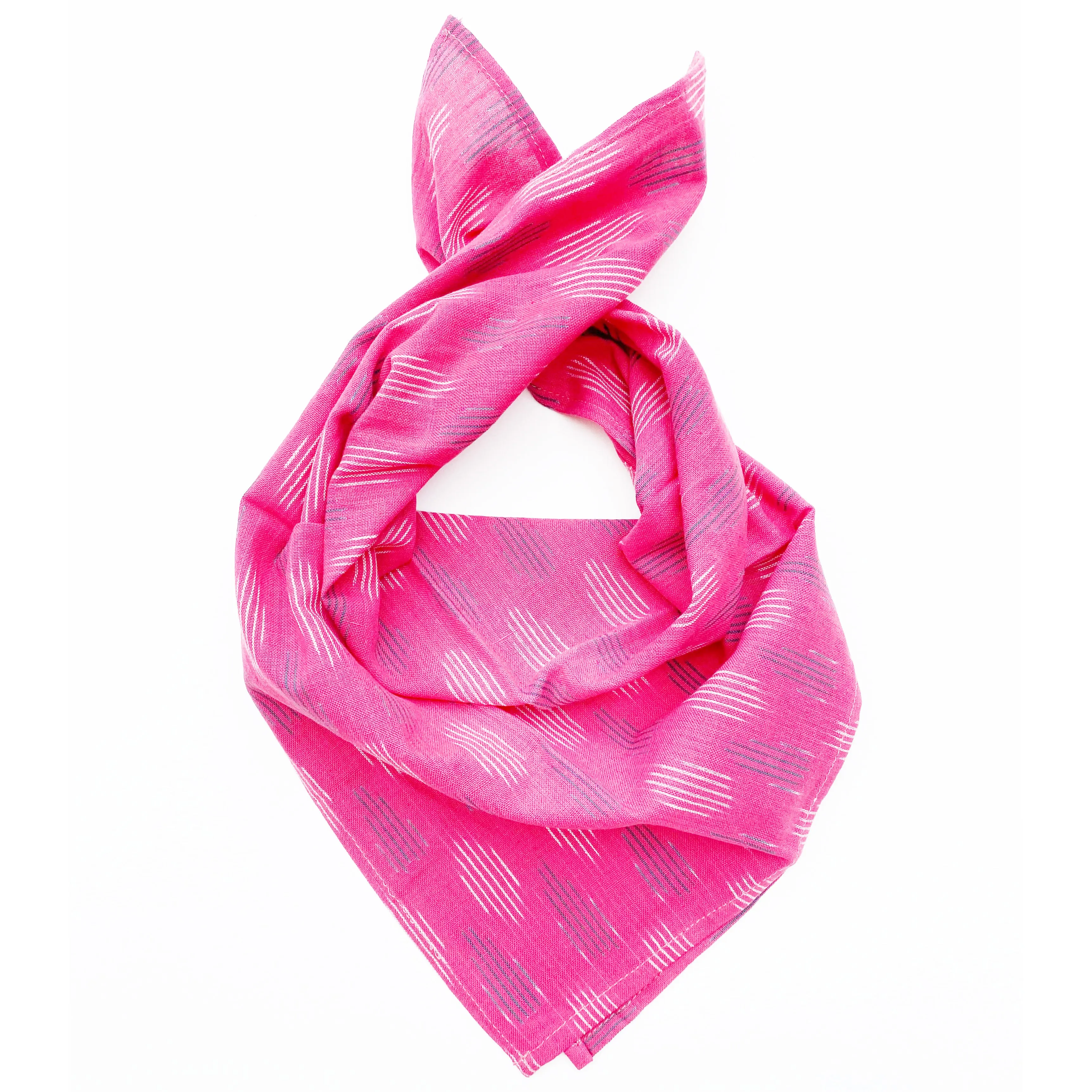 Fuchsia Pink Dot Cotton Ikat Woven Bandana