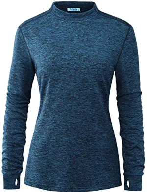 Fulbelle Womens Running Clothes, Women's Fall Long Sleeve Casual Tops Yoga Running Athletic Gym Workout Clothes Comfortable Cozy Outdoor T-Shirt Stretchy Quick Dry Clothing Dark Blue M