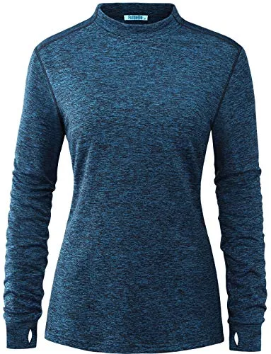 Fulbelle Womens Running Clothes, Women's Fall Long Sleeve Casual Tops Yoga Running Athletic Gym Workout Clothes Comfortable Cozy Outdoor T-Shirt Stretchy Quick Dry Clothing Dark Blue M