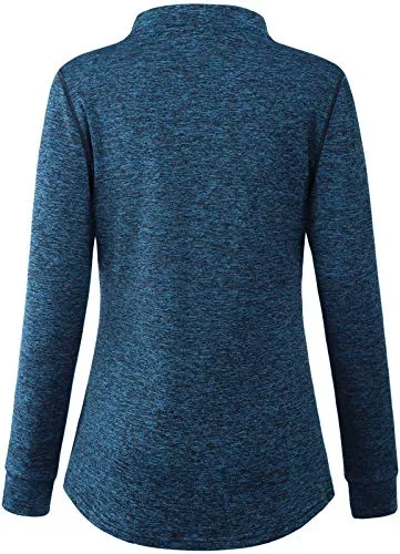 Fulbelle Womens Running Clothes, Women's Fall Long Sleeve Casual Tops Yoga Running Athletic Gym Workout Clothes Comfortable Cozy Outdoor T-Shirt Stretchy Quick Dry Clothing Dark Blue M