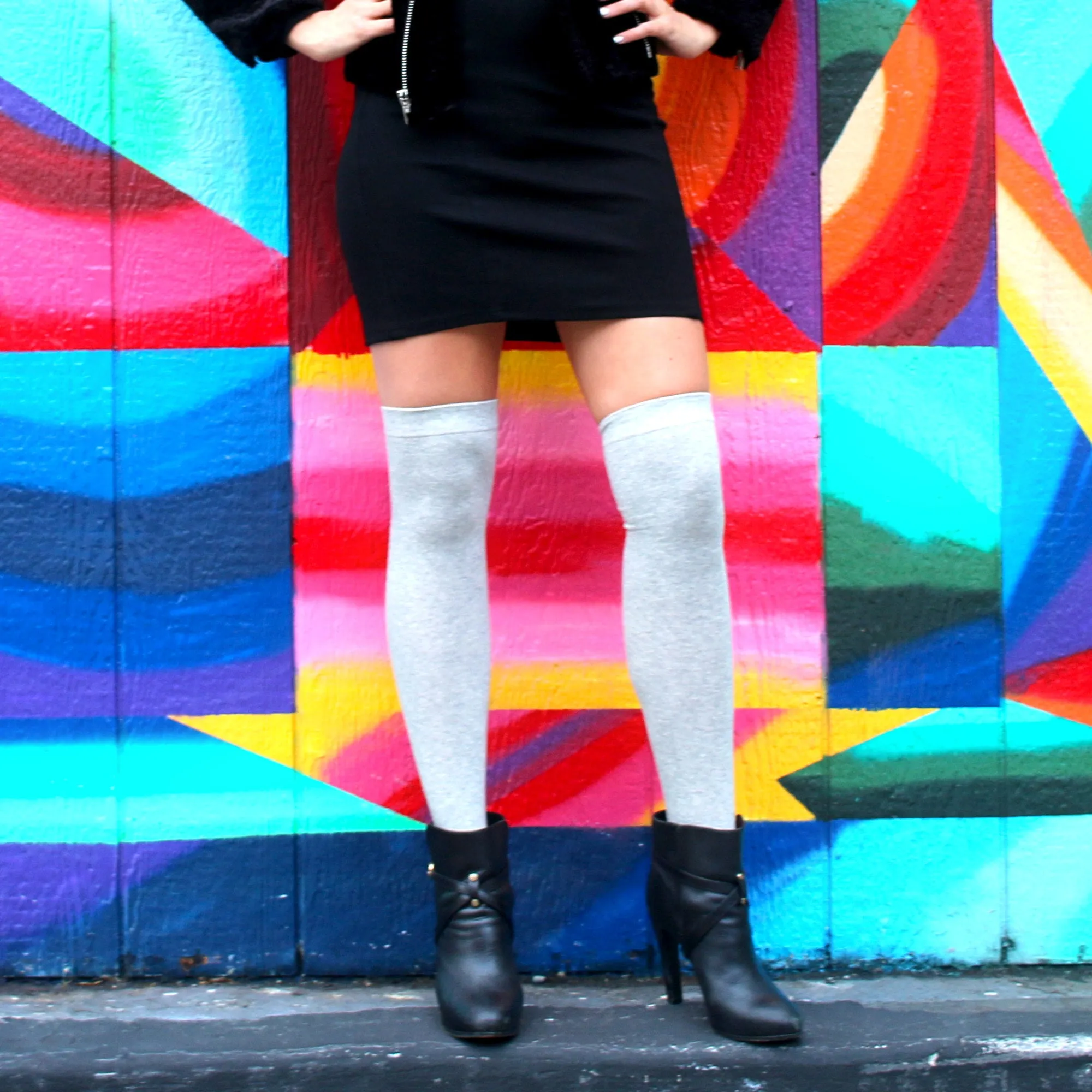 Gray Thigh High Socks