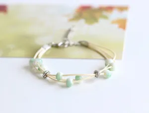 Green Bead Hand-Woven Bracelet