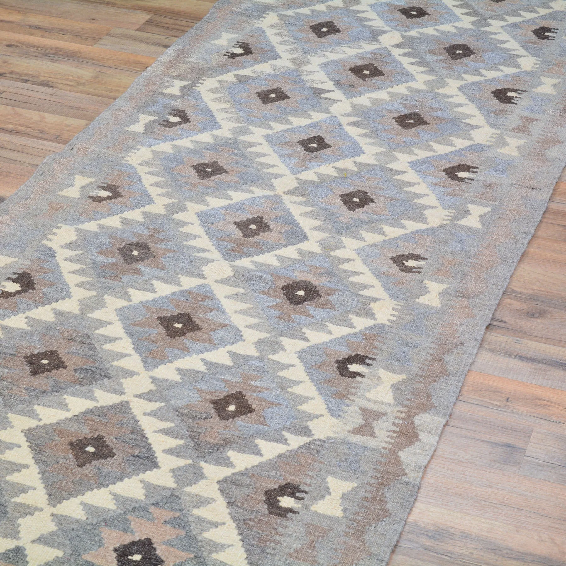 Hand-Woven Flatweave Geometric Design Kilim Handmade Wool (Size 2.8 X 9.8) Cwral-9567