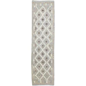 Hand-Woven Flatweave Geometric Design Kilim Handmade Wool (Size 2.8 X 9.8) Cwral-9567