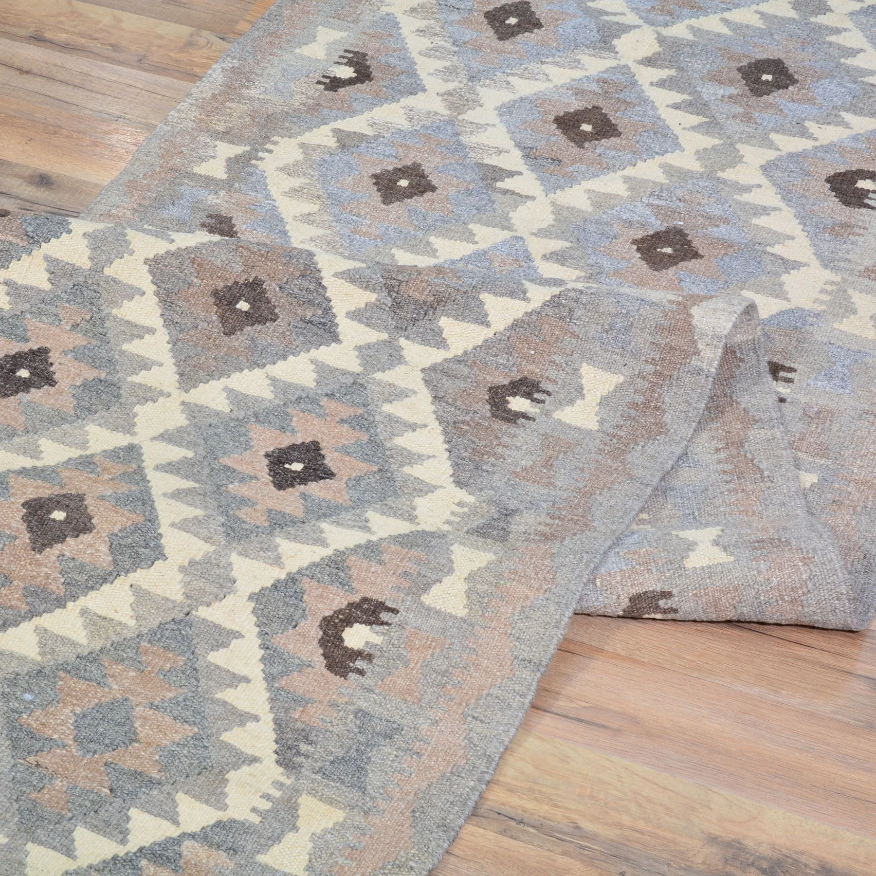 Hand-Woven Flatweave Geometric Design Kilim Handmade Wool (Size 2.8 X 9.8) Cwral-9567