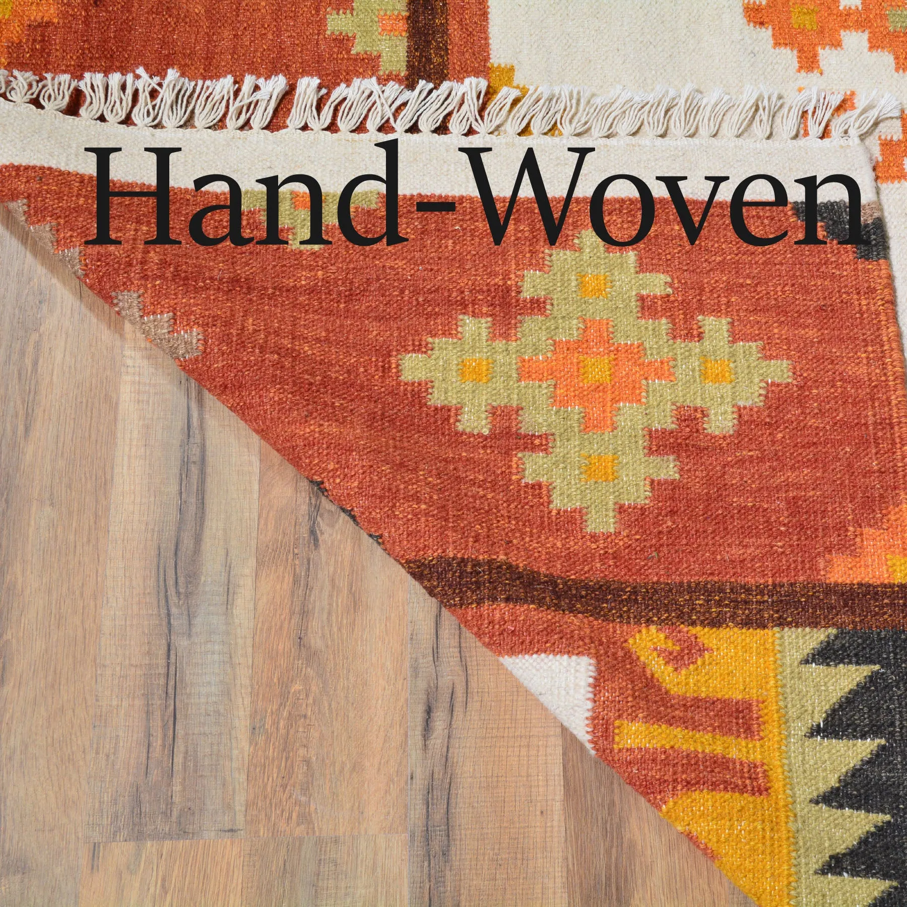 Hand-Woven Geometric Design Wool Reversible Kilim Rug (Size 9.2 X 11.11) Cwral-3465