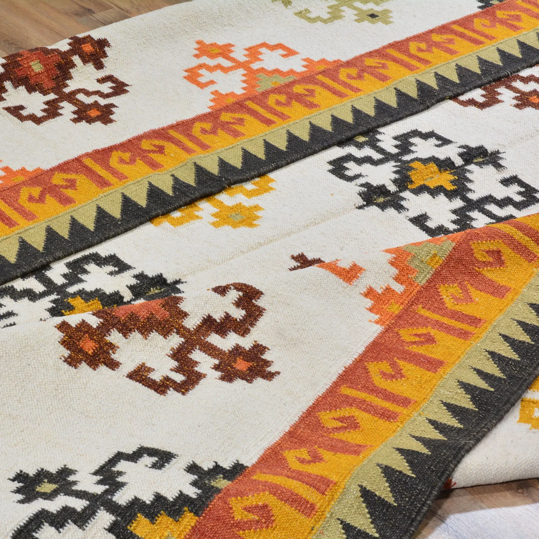 Hand-Woven Geometric Design Wool Reversible Kilim Rug (Size 9.2 X 11.11) Cwral-3465