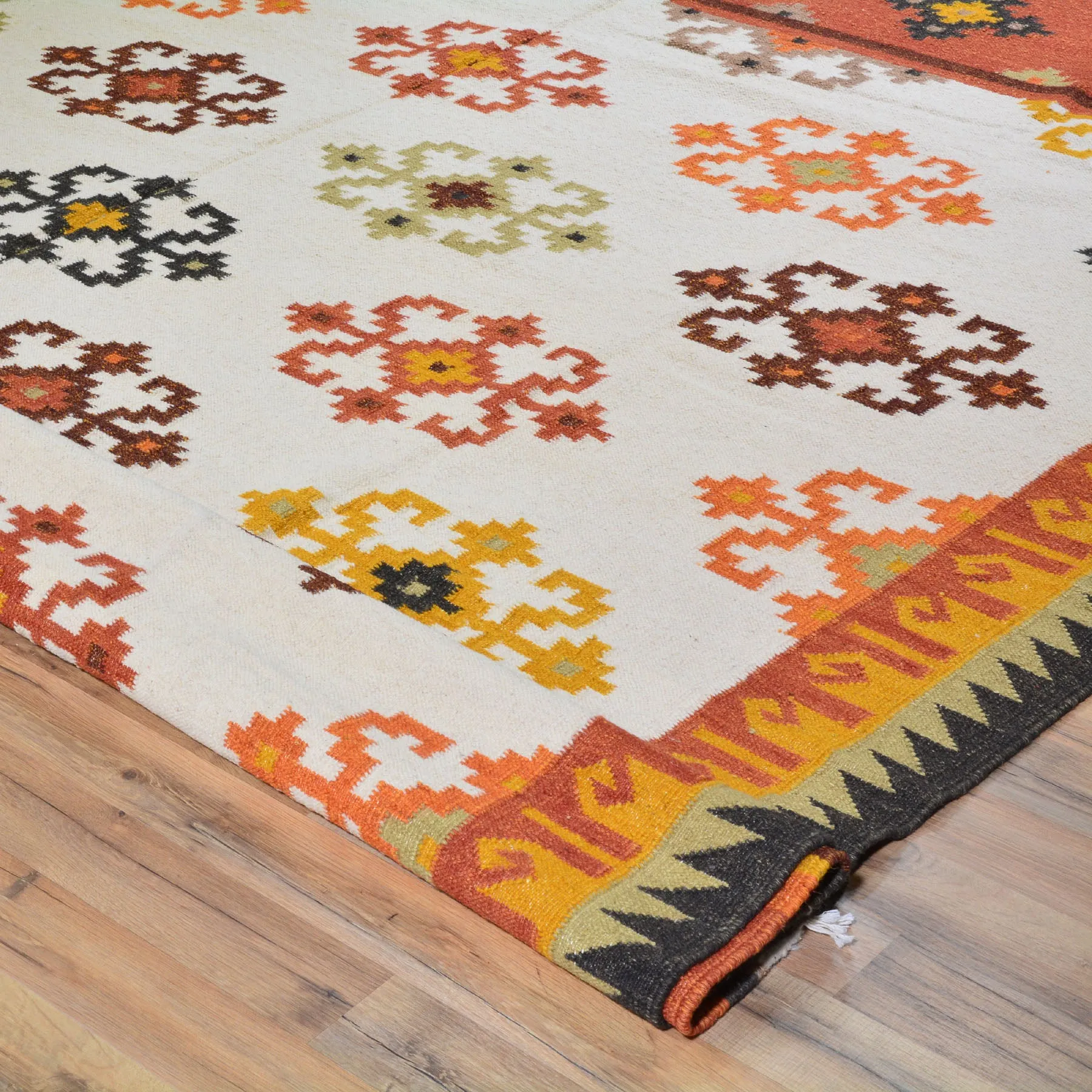 Hand-Woven Geometric Design Wool Reversible Kilim Rug (Size 9.2 X 11.11) Cwral-3465