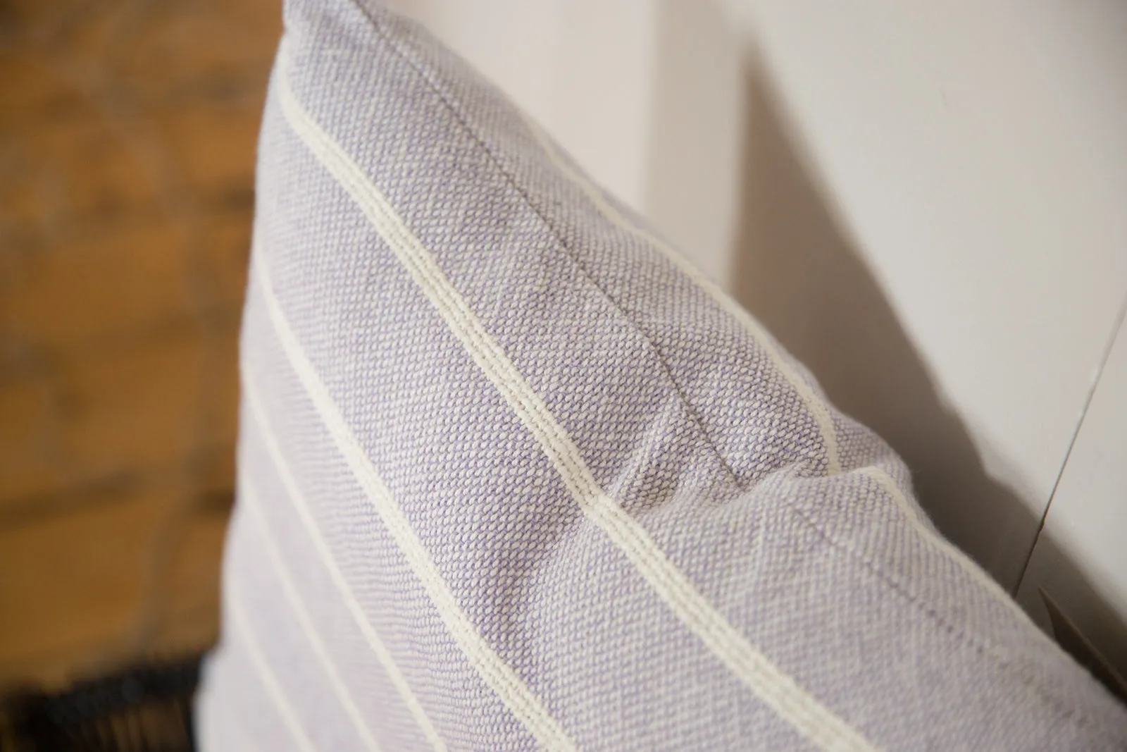 Hand-woven Striped Pillow in Lavender