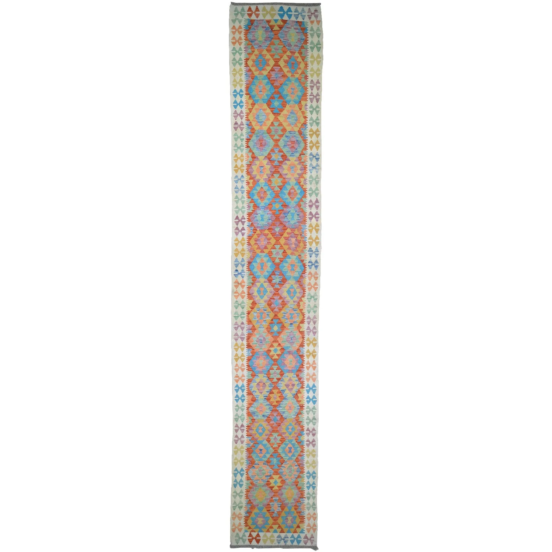 Hand-Woven Tribal Reversible Momana Oriental Kilim Handmade Rug (Size 2.8 X 16.3) Cwral-10287