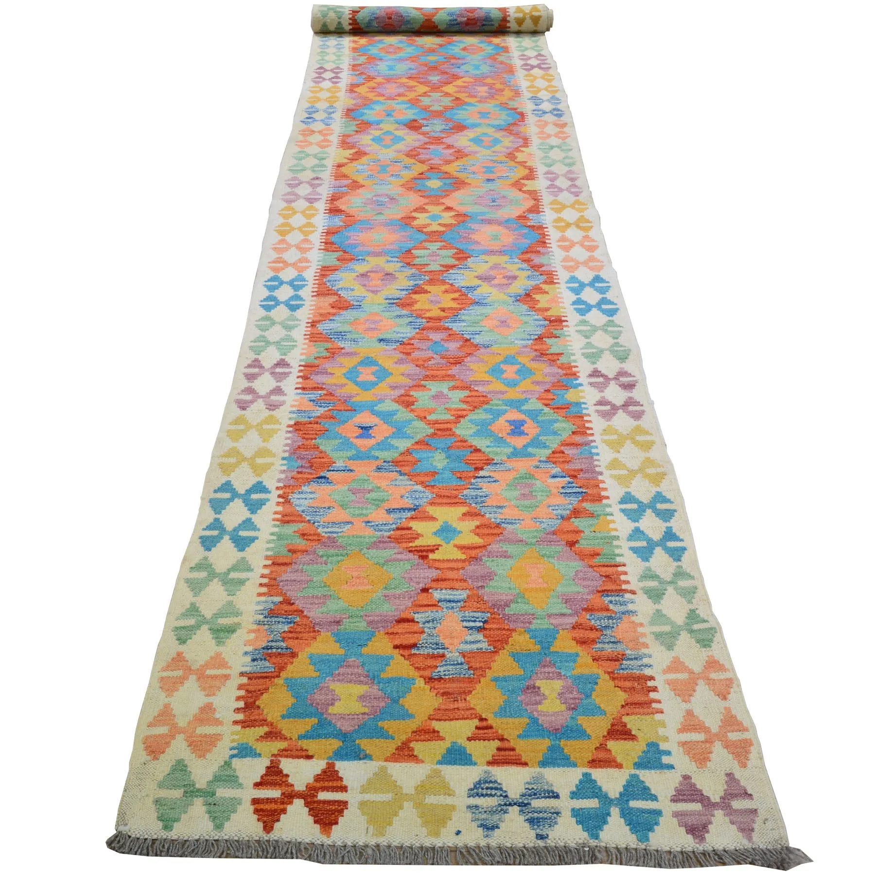 Hand-Woven Tribal Reversible Momana Oriental Kilim Handmade Rug (Size 2.8 X 16.3) Cwral-10287