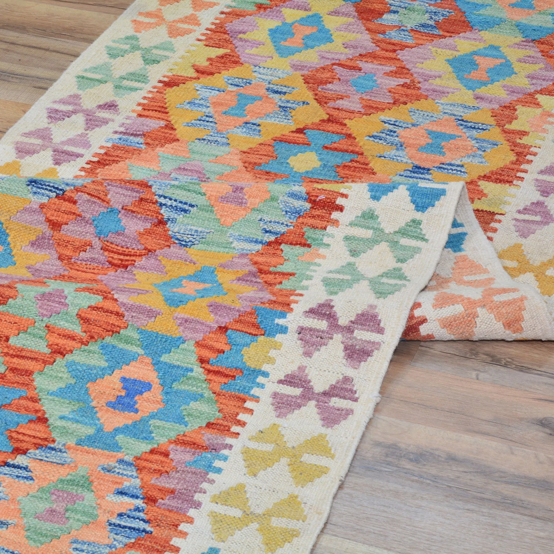 Hand-Woven Tribal Reversible Momana Oriental Kilim Handmade Rug (Size 2.8 X 16.3) Cwral-10287