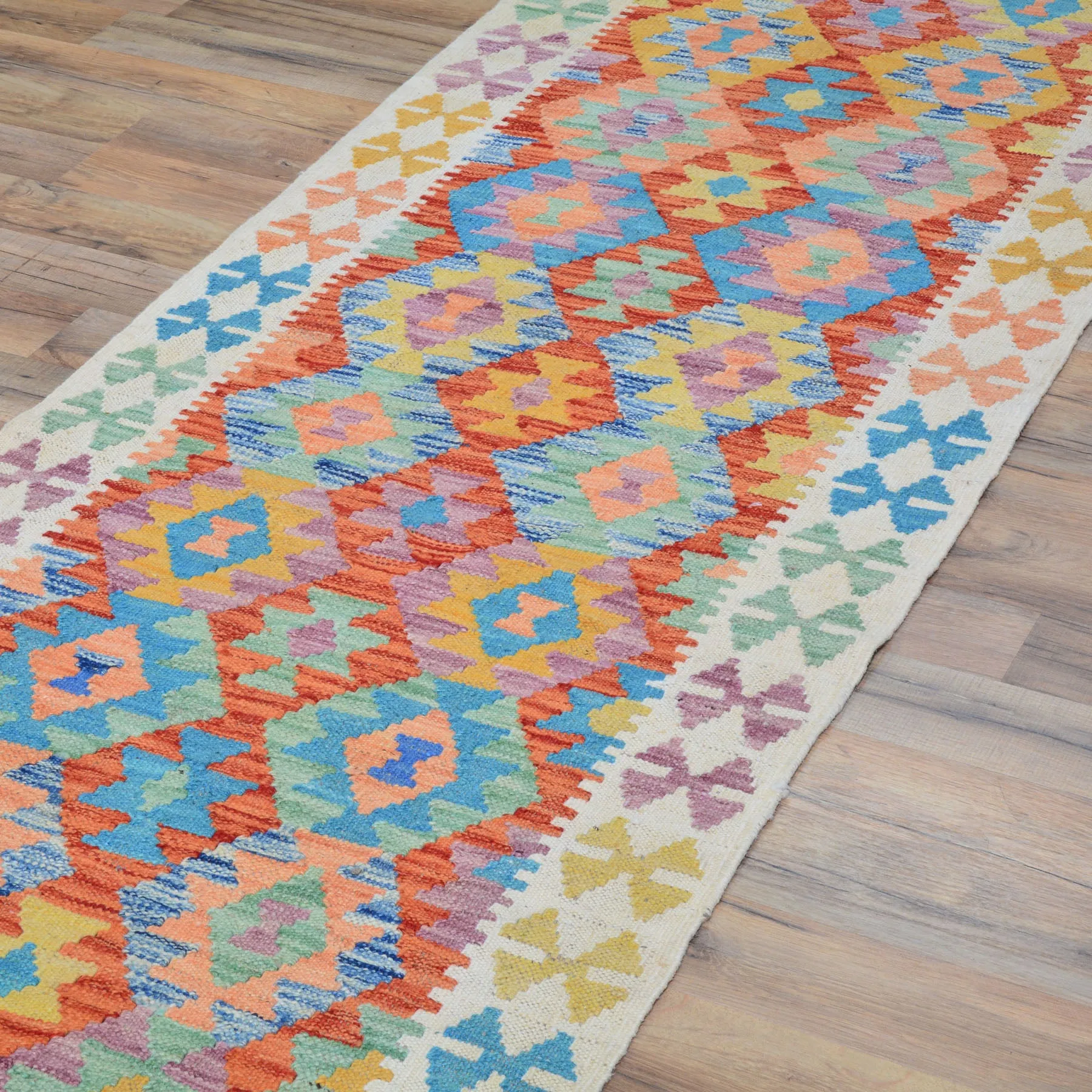 Hand-Woven Tribal Reversible Momana Oriental Kilim Handmade Rug (Size 2.8 X 16.3) Cwral-10287