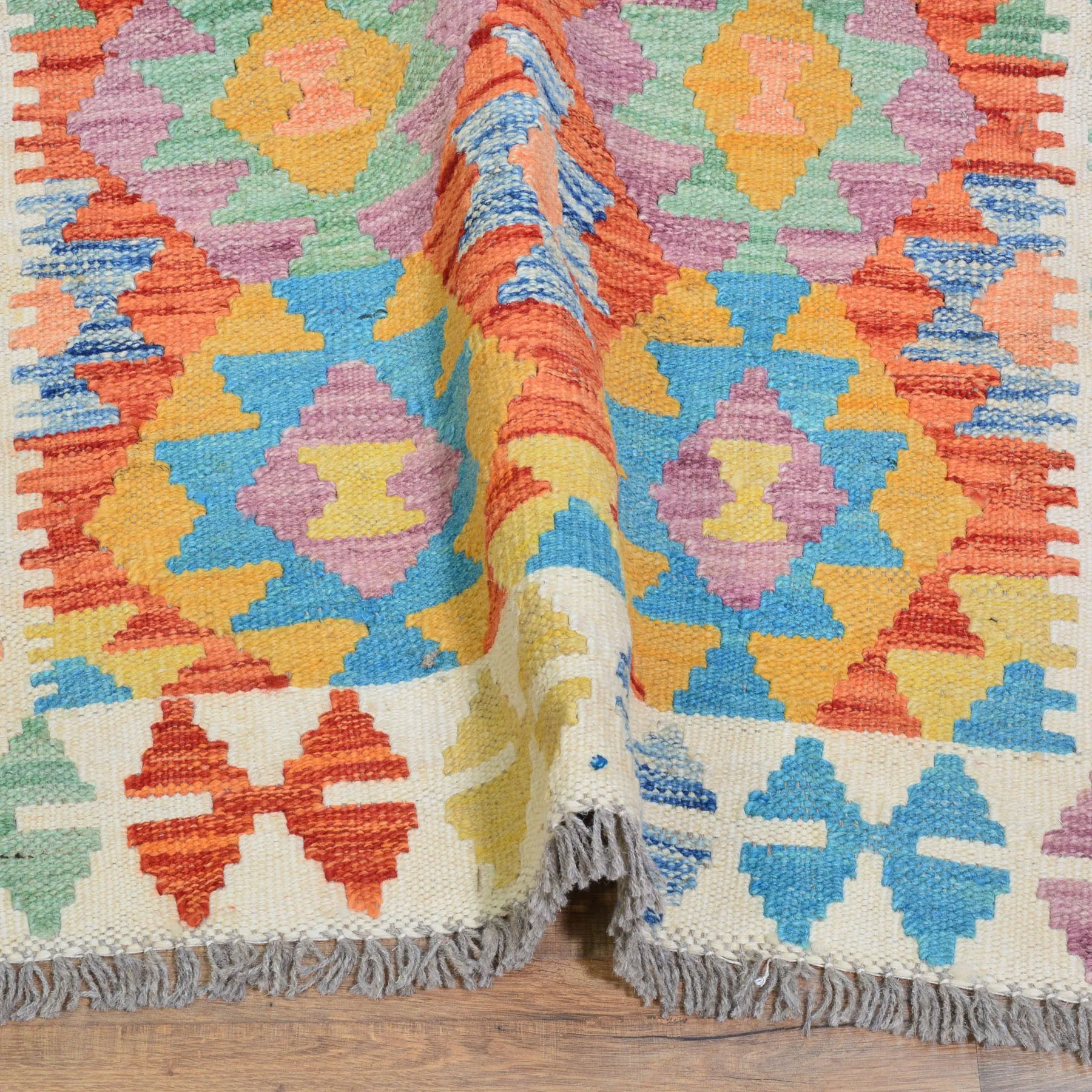 Hand-Woven Tribal Reversible Momana Oriental Kilim Handmade Rug (Size 2.8 X 16.3) Cwral-10287