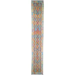 Hand-Woven Tribal Reversible Momana Oriental Kilim Handmade Rug (Size 2.8 X 16.3) Cwral-10287