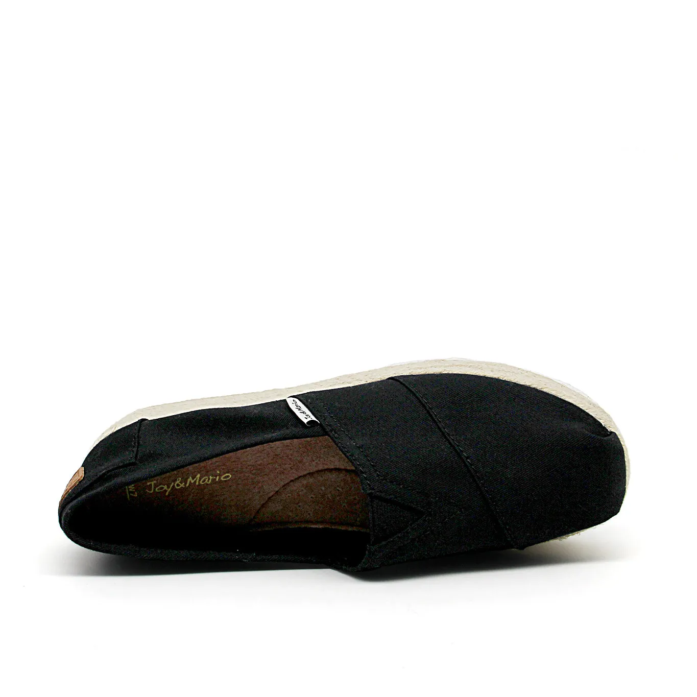 Handmade Women’s Slip-On Espadrille Denim Loafers Wedges in Black-A86118W