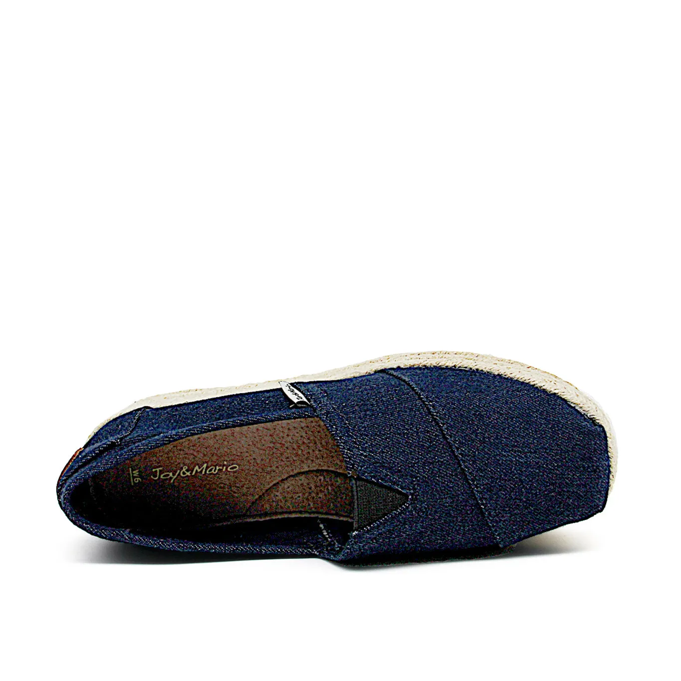 Handmade Women’s Slip-On Espadrille Denim Loafers Wedges in Black-A86118W