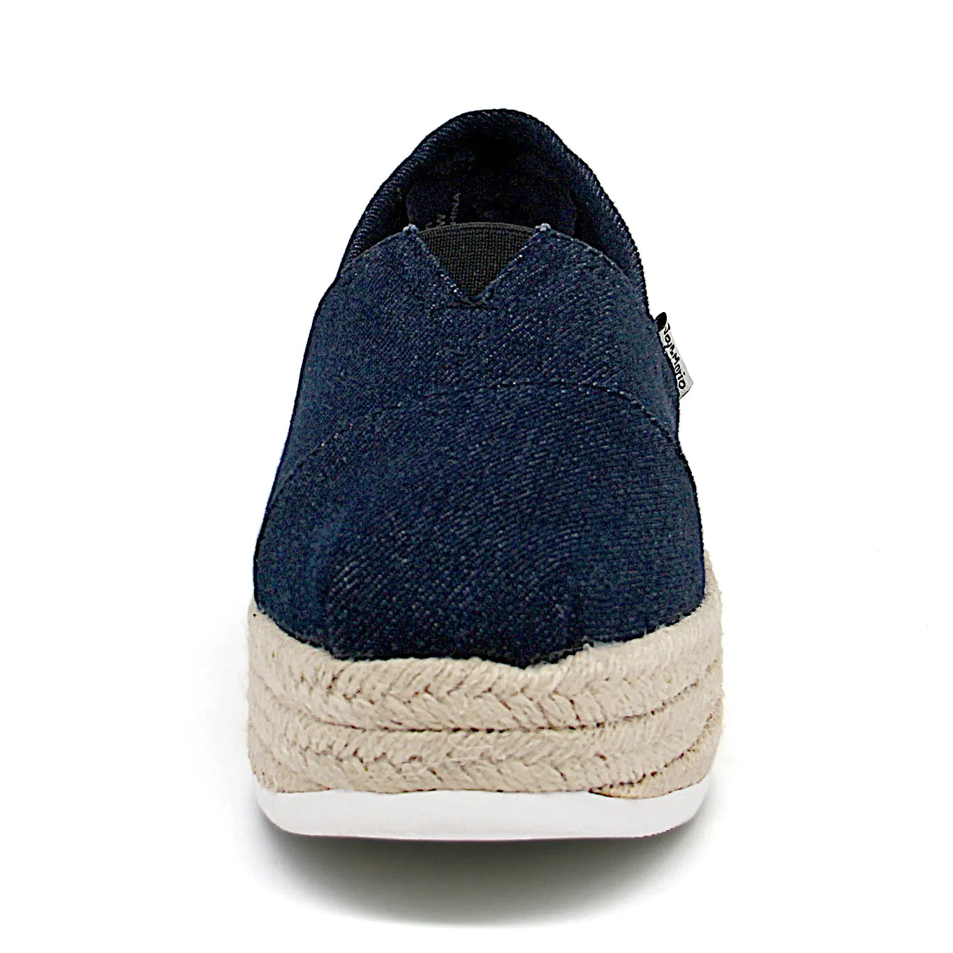 Handmade Women’s Slip-On Espadrille Denim Loafers Wedges in Black-A86118W