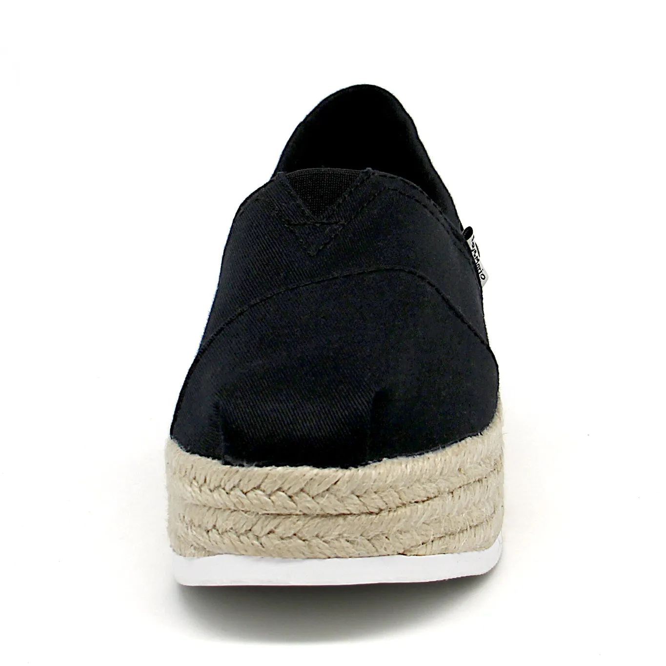 Handmade Women’s Slip-On Espadrille Denim Loafers Wedges in Black-A86118W