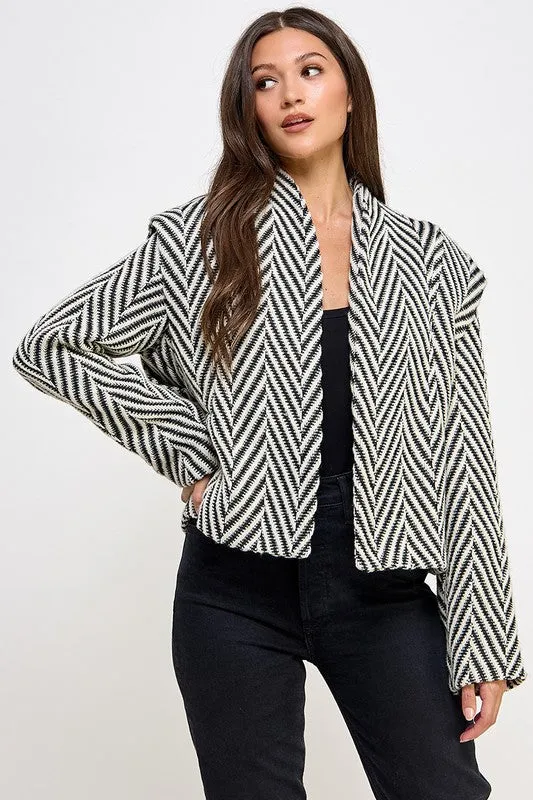 Herringbone Woven Blazer