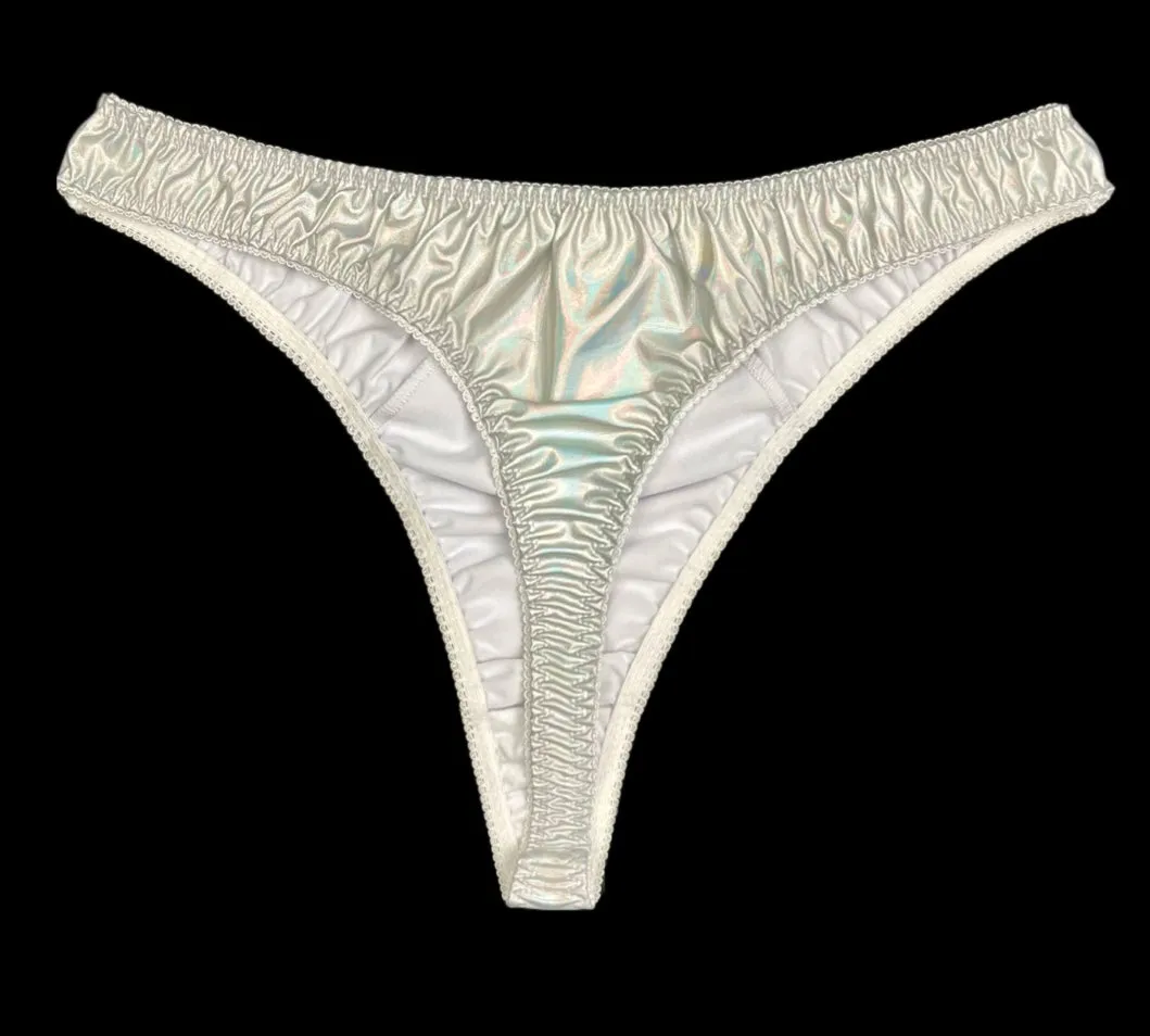 Holographic Retro Satin Thong