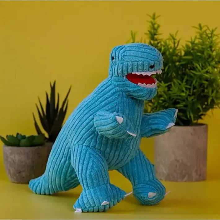 Ice Blue Corduroy T Rex Dinosaur Plush Toy