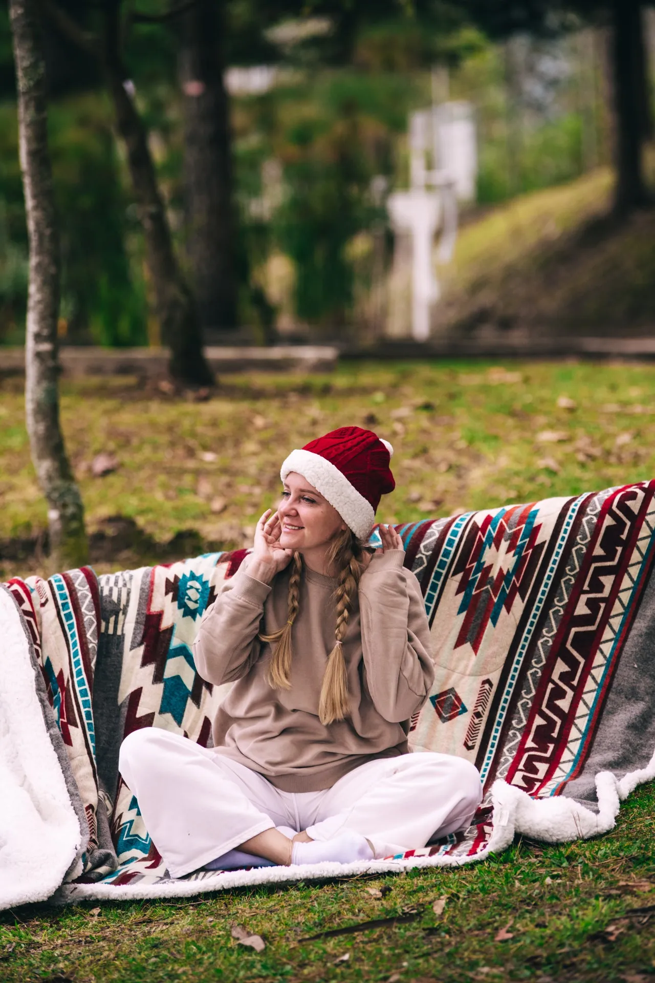 Inca Aztec Sherpa Warm Blanket | Chimborazo Beige