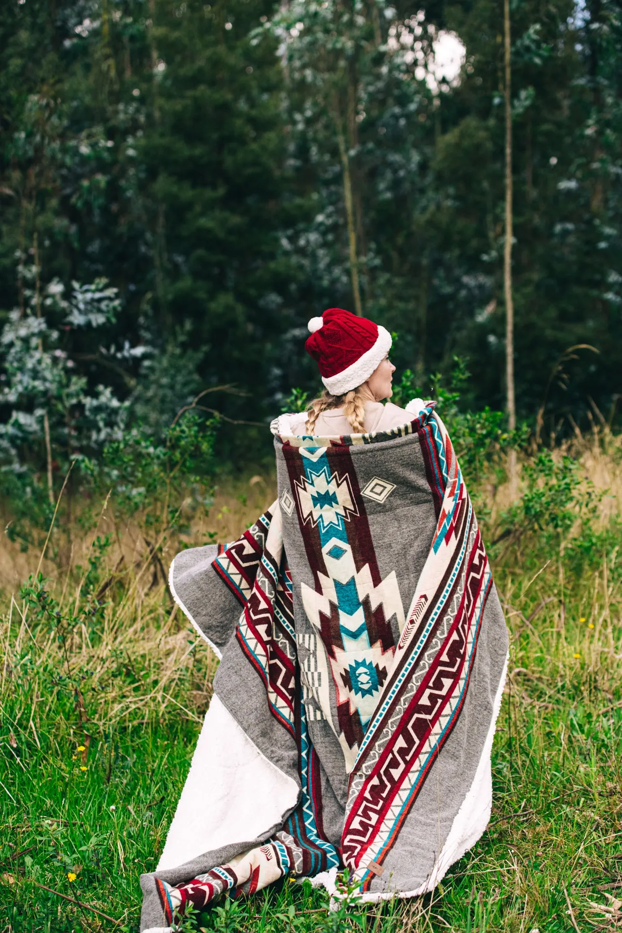 Inca Aztec Sherpa Warm Blanket | Chimborazo Beige