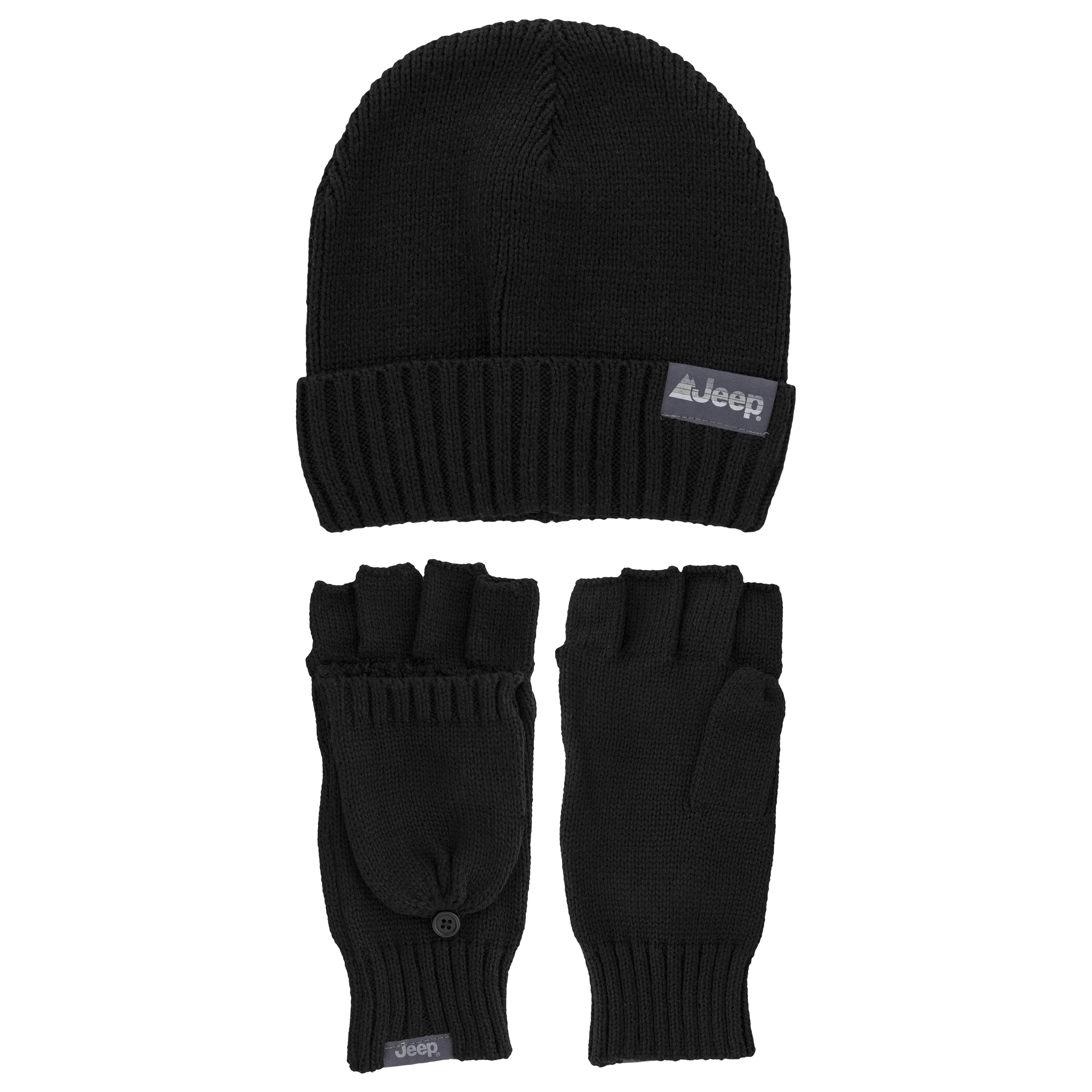 Jeep® 2-Piece Ribbed Beanie and Glove Set