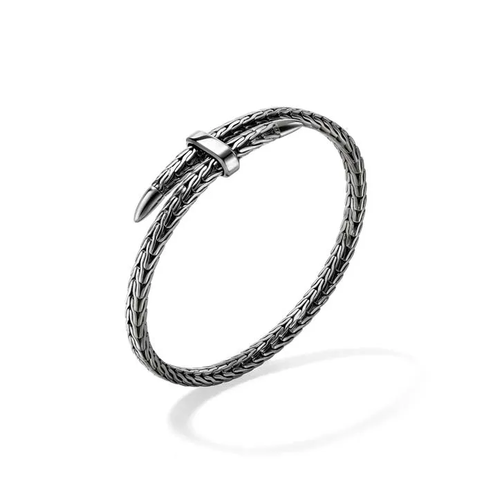 John Hardy Spear Flex Cuff Bracelet in Black Rhodium Sterling Silver - Size Small