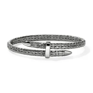 John Hardy Spear Flex Cuff Bracelet in Black Rhodium Sterling Silver - Size Small