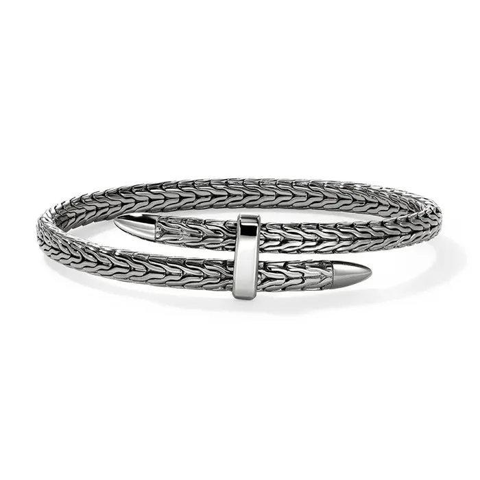 John Hardy Spear Flex Cuff Bracelet in Black Rhodium Sterling Silver - Size Small