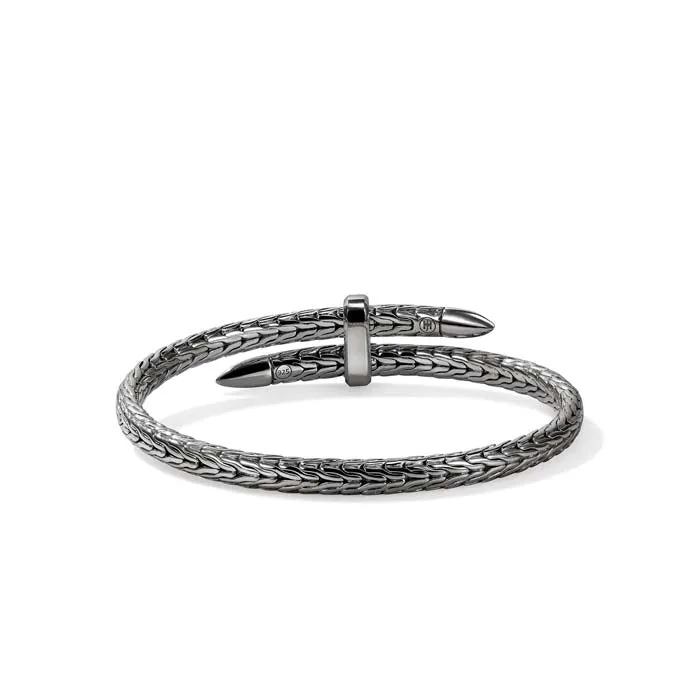 John Hardy Spear Flex Cuff Bracelet in Black Rhodium Sterling Silver - Size Small